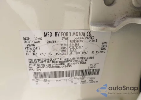 2008 Ford Edge Se from USA, damaged, VIN 2FMDK36C28BA49835